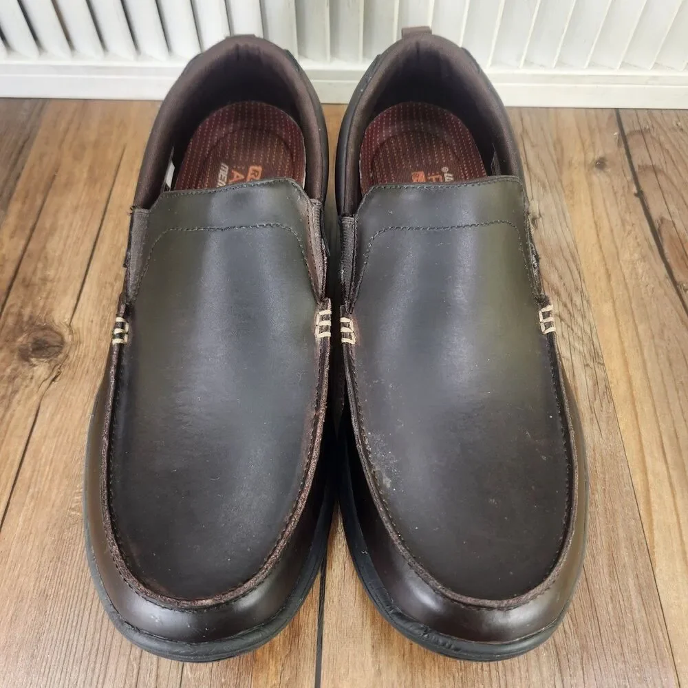 Skechers Relaxed Fit Harper Forde Men's 12 Dark Brown Leather Loafer Shoes 56298